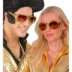 Lunettes Elvis Or / Lunettes Rock Elvis Or / Lunettes party Rock 'n Roll star / La Maison Du Déguisement