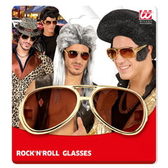 Lunettes Elvis Or / Lunettes Rock Elvis Or / Lunettes party Rock 'n Roll star / La Maison Du Déguisement