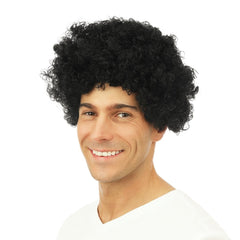 Perruque Bouclée Noir / Perruque Courte Frisée Noir / La Maison du Déguisement