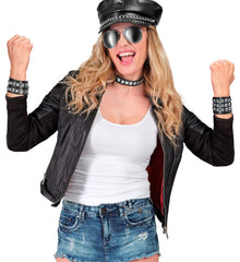 Bracelet Biker en simili cuir / Bracelet Punk simili cuir / Bracelet Hard Rock Noir / La Maison Du Déguisement