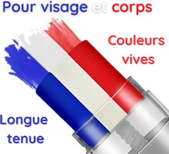 Maquillage Stick France, Bleu Blanc Rouge / Lunettes Tricolore / Stick maquillage Bleu, Blanc, Rouge / La Maison Du Déguisement