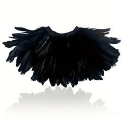 Echarpe en Plumes Noir BM / Cape Gothique en plumes noir / Châles en Plumes Noir élégants et uniques / La Maison Du Déguisement