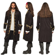 Déguisement Veste Pirate Noir / Costume Manteau Pirate Noir / Veste De Pirate Homme / La Maison Du Déguisement