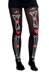 Collant Opaque Day Of The Dead Noir / Collant Jour Des Morts Mexicain / La Maison Du Déguisement