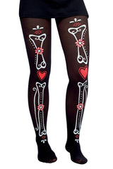 Collant Opaque Day Of The Dead Noir / Collant Jour Des Morts Mexicain / La Maison Du Déguisement