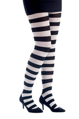 Collant Opaque Rayé Noir et Blanc / Collant opaque rayé Noir et Blanc / La Maison Du Déguisement