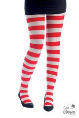 Collant Opaque Rayé Blanc et Rouge / Collant opaque rayé blanc et rouge / La Maison du Déguisement