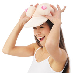 Casquette avec Seins / Casquette velours Beige / La Maison Du Déguisement