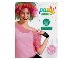 T-shirt Filet fluo Rose / Top filet fluo Années 80 Rose / Chemise Filet 80s fluo Rose / La Maison Du Déguisement