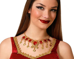 Collier Rubis Rouge Métallique / Collier Princesse Jasmine BM / Collier Danseuse Orientale BM /Collier de pièces dorées arabe BM / La Maison Du Déguisement