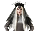 Serre tête Halloween Gothique avec voile / Couronne Reine Gothique Halloween Noir / La Maison Du Déguisement