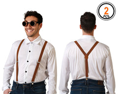 Set Steampunk Marron / Kit Lunettes et Bretelles Steampunk / La Maison Du Déguisement