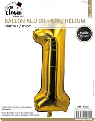 Ballon Aluminium Chiffre 1 Doré / La Maison Du Déguisement