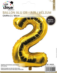 Ballon Aluminium Chiffre 2 Doré / La Maison Du Déguisement