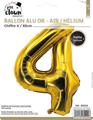 Ballon Aluminium Chiffre 4 Doré / La Maison Du Déguisement