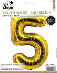 Ballon Aluminium Chiffre 5 Doré / La Maison Du Déguisement