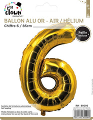 Ballon Aluminium Chiffre 6 Doré / La Maison Du Déguisement