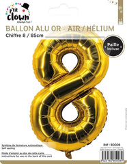 Ballon Aluminium Chiffre 8 Doré / La Maison Du Déguisement