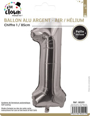 Ballon Aluminium Chiffre 1 Argent / La Maison Du Déguisement