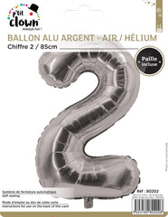 Ballon Aluminium Chiffre 2 Argent / La Maison Du Déguisement