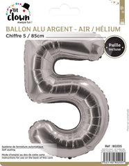 Ballon Aluminium Chiffre 5 Argent / La Maison Du Déguisement
