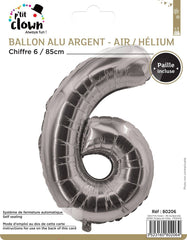 Ballon Aluminium Chiffre 6 Argent / La Maison Du Déguisement