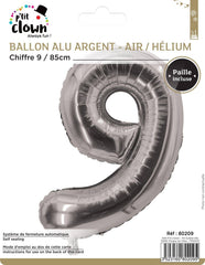Ballon Aluminium Chiffre 9 Argent / La Maison Du Déguisement