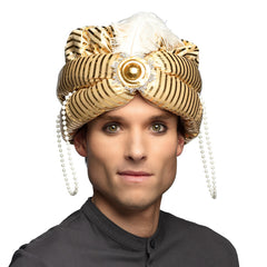 Coiffe Maharadja Avec Plume / Chapeau Prince Orient / Chapeau Sultan / Chapeau Sultan Bandar / La Maison du Déguisement