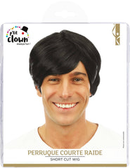 Perruque Courte Raide Noir / Perruque Nick Noir / La Maison du Déguisement