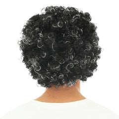 Perruque Courte Frisée Avec Moustache Gris / Perruque Lucien Gris / La Maison du Déguisement