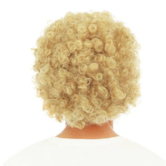 Perruque Courte Frisée Avec Moustache Blond / Perruque Lucien Blond / La Maison du Déguisement