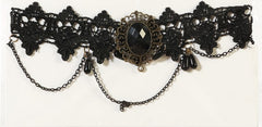 Collier Gothique Avec Pierre Noir / Ras Du Cou Halloween / La Maison Du Déguisement