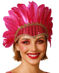 Coiffe Brésilienne Plumes Rose / Coiffure à Plumes Rose / Serre Tête Carnaval à Plumes / La Maison Du Déguisement