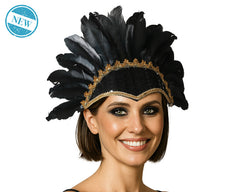 Coiffe Brésilienne Plumes Noir / Coiffure à Plumes Noir / Serre Tête Carnaval à Plumes / La Maison Du Déguisement