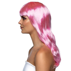 Perruque Chique Rose Clair avec Frange / Perruque Femme Rose Clair avec Frange / La Maison Du Déguisement