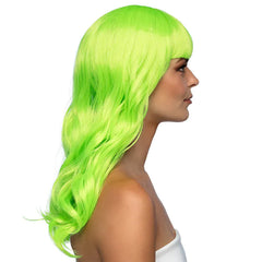 Perruque Chique Citron Vert / Perruque Femme Citron Vert avec frange / La Maison du Déguisement