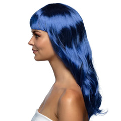 Perruque Chique Bleu avec Frange / Perruque Femme Bleu avec Frange / La Maison Du Déguisement
