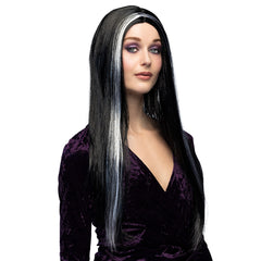 Perruque Sorcière Noir et Blanc / Perruque Gothique Queen Halloween / La Maison DuDéguisement