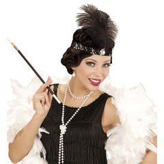 Bandeau Charleston Sequins Avec Plumes Noires / Serre tête charleston noires Luxe / La Maison du Déguisement