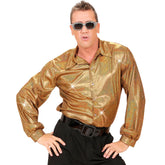 Déguisement Chemise Disco Holographique Doré / Costume Chemise Disco Holographique Or / La Maison du Déguisement