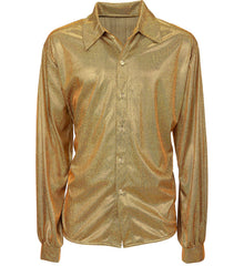 Location Chemise Disco Holographique Doré Adulte / Location Chemise The 70s Disco Style Or Homme / La Maison Du Déguisement
