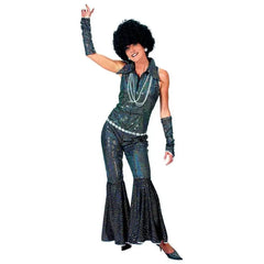 Location Déguisement Combinaison ABBA Disco Queen Noir / Location Costume Combinaison Disco Noir Paillettes / La Maison Du Déguisement