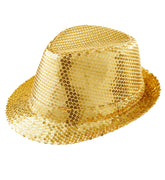 Chapeau Borsalino Sequins Disco Doré / Chapeau Popstar Sequins Or / La Maison Du Déguisement