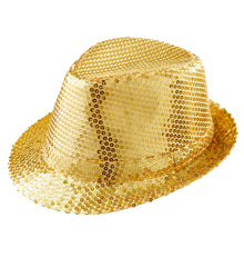 Chapeau Borsalino Sequins Disco Doré / Chapeau Popstar Sequins Or / La Maison Du Déguisement