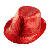 Chapeau Borsalino Sequins Disco Rouge / Chapeau Popstar Sequins Rouge / La Maison Du Déguisement