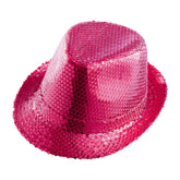 Chapeau Borsalino Sequins Disco Rose / Chapeau Popstar Sequins Rose / La Maison Du Déguisement