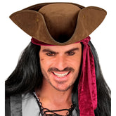 Chapeau Pirate Charles Marron / Chapeau Tricorne Marron / Chapeau Pirate Des Caraïbes / La Maison du Déguisement