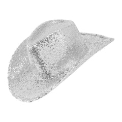 Chapeau Cowboy paillettes Argent / Chapeau Cow boy Sequins Argent / La Maison du Déguisement