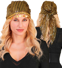Bandana Belly Dance / Foulard Pitonisa Avec Pièces De Monnaie / Bandana Gitane / La Maison Du Déguisement