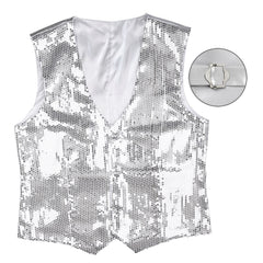 Gilet Paillettes Sequins Argent / Gilet Sequins Argent / La Maison Du Déguisement